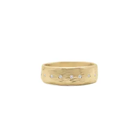 18K Textured Diamond Cigar Band - Wide