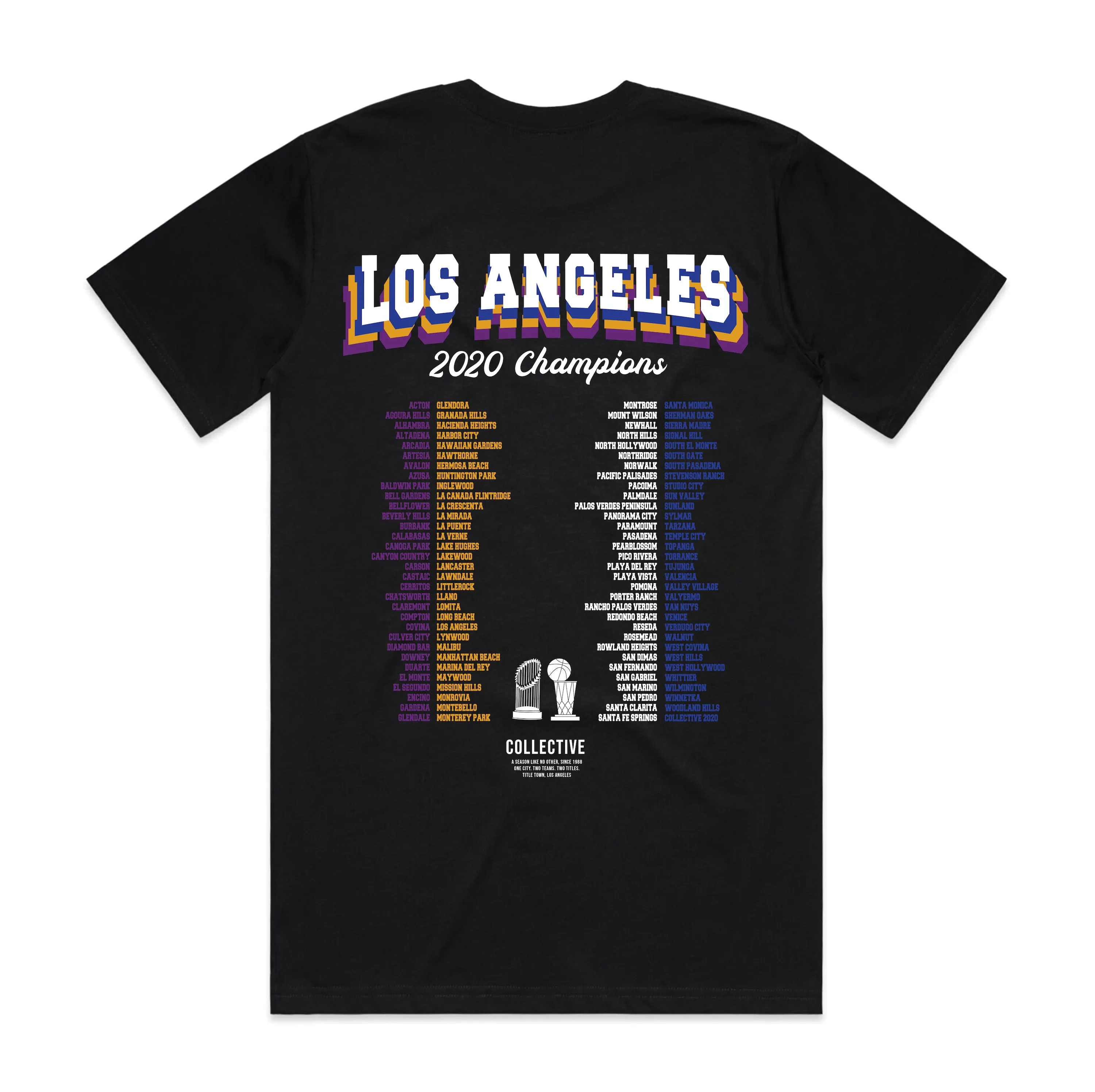 2 Titles - Lakers x Dodgers 2020 Championship T-Shirt - Black