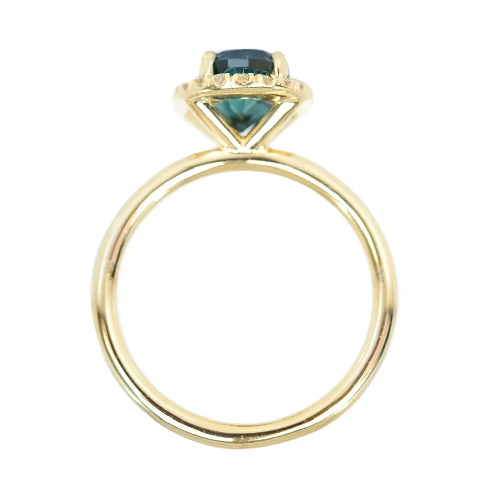 2.29ct Oval Blue Montana Sapphire Diamond Halo In 14k Yellow Gold