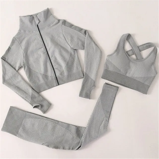 2/3Pcs Seamless Yoga Set Gym Fitness Clothing Women Yoga Suit Sportswear Female