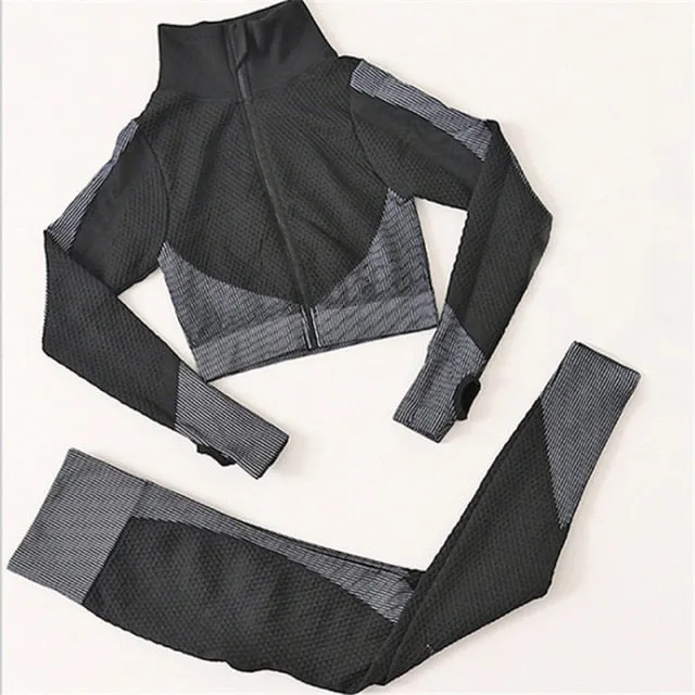 2/3Pcs Seamless Yoga Set Gym Fitness Clothing Women Yoga Suit Sportswear Female