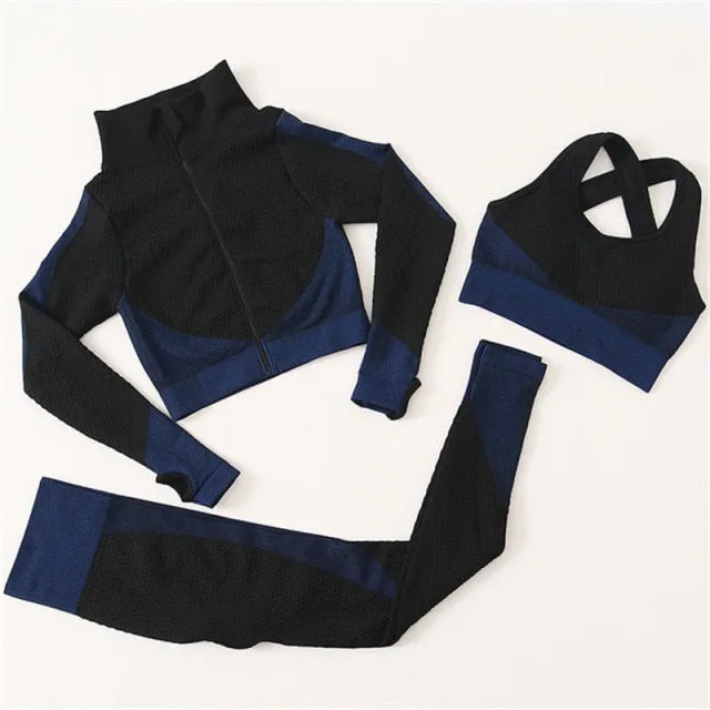 2/3Pcs Seamless Yoga Set Gym Fitness Clothing Women Yoga Suit Sportswear Female