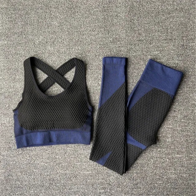 2/3Pcs Seamless Yoga Set Gym Fitness Clothing Women Yoga Suit Sportswear Female