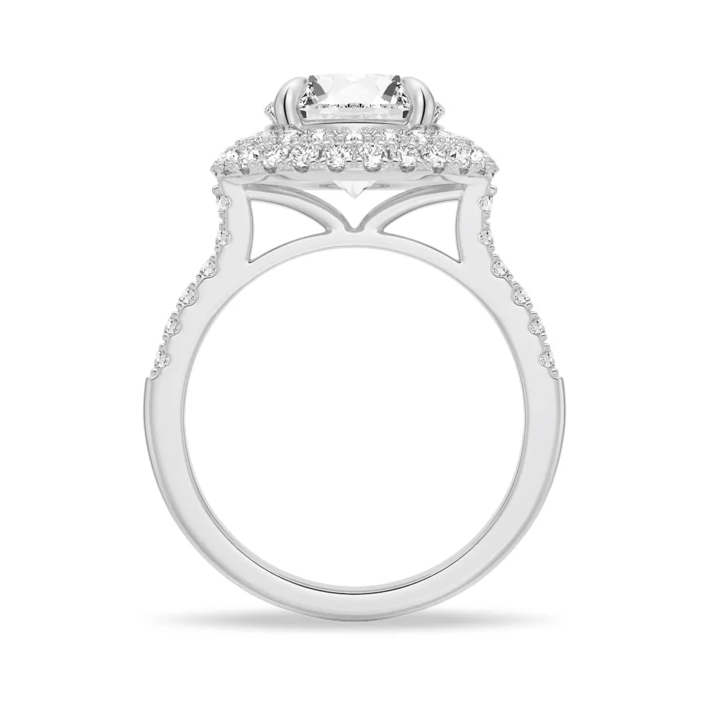 3 CT. Double Micropavé Halo Moissanite Engagement Ring With Accents