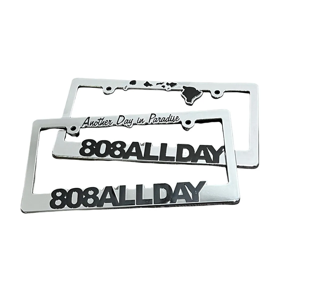 808ALLDAY Hawaii Chrome License Plate Frames (set of 2)