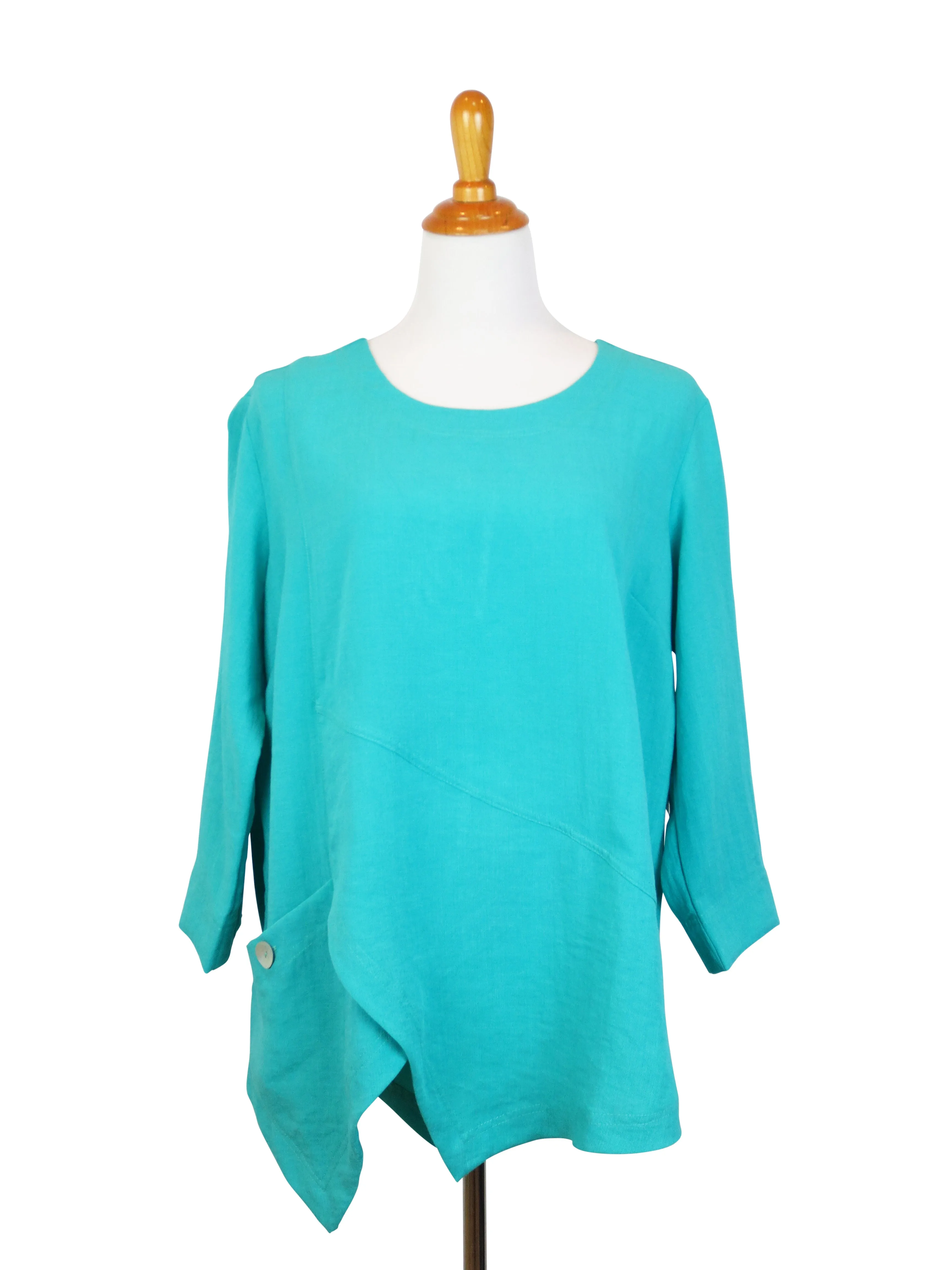 AA123 - Linen Pullover w/ Asymmetric Hem