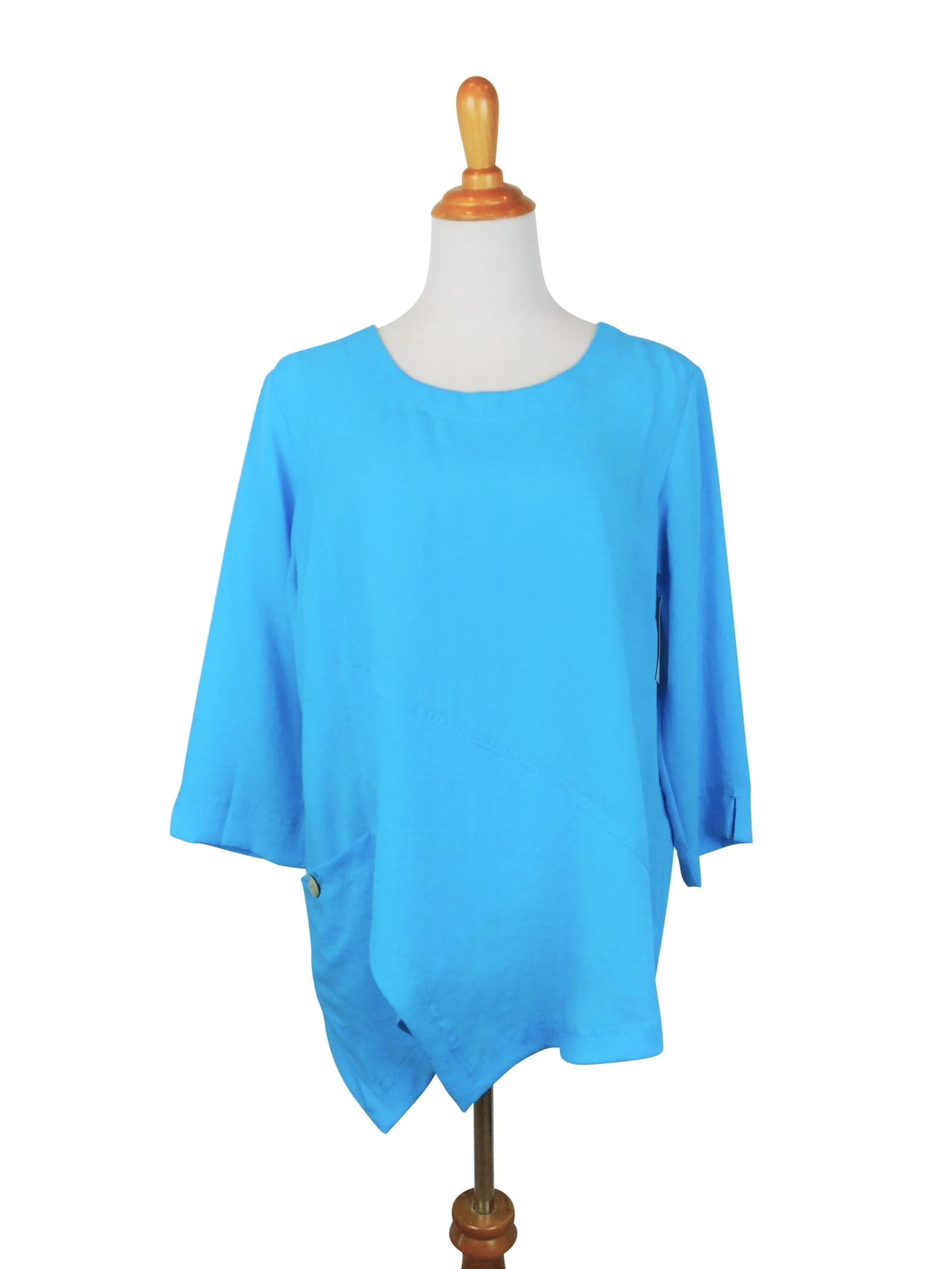 AA123 - Linen Pullover w/ Asymmetric Hem