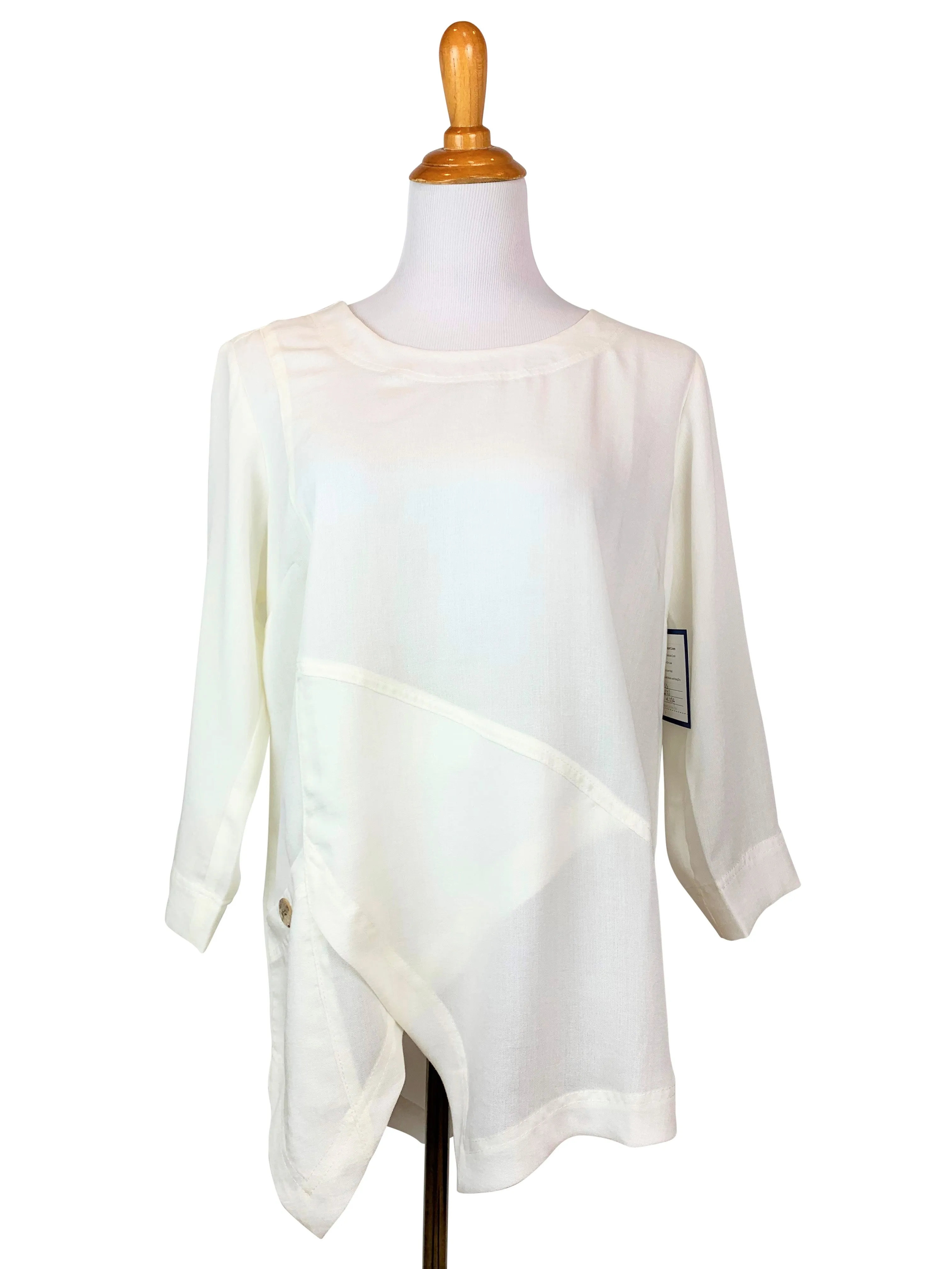 AA123 - Linen Pullover w/ Asymmetric Hem