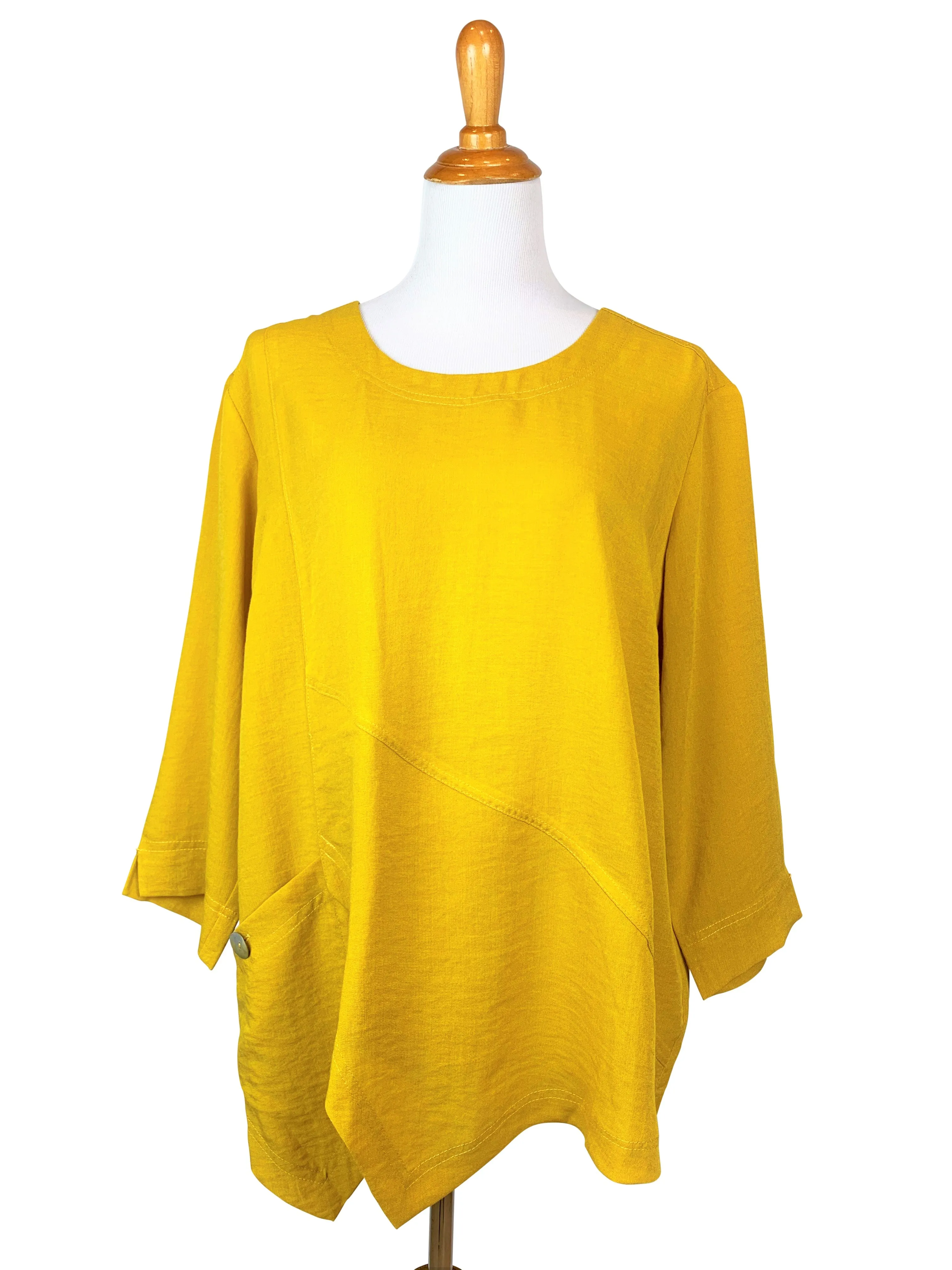 AA123 - Linen Pullover w/ Asymmetric Hem