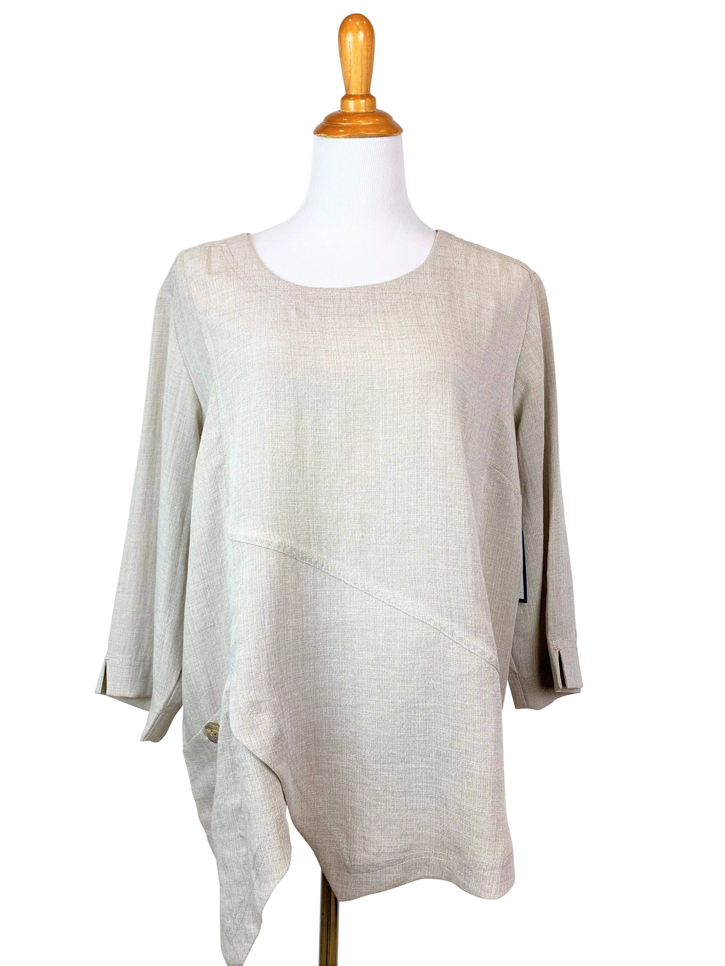 AA123 - Linen Pullover w/ Asymmetric Hem