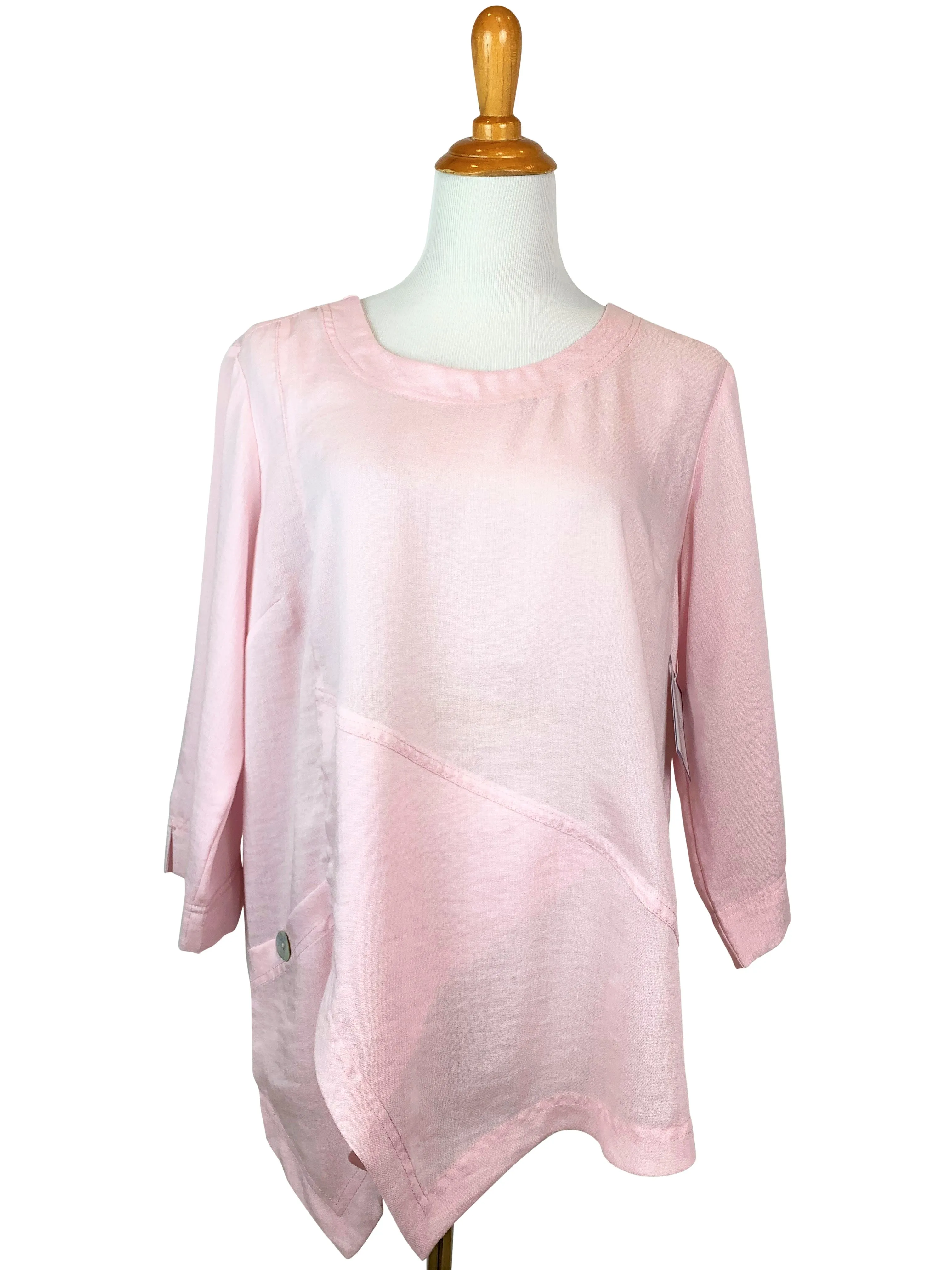 AA123 - Linen Pullover w/ Asymmetric Hem