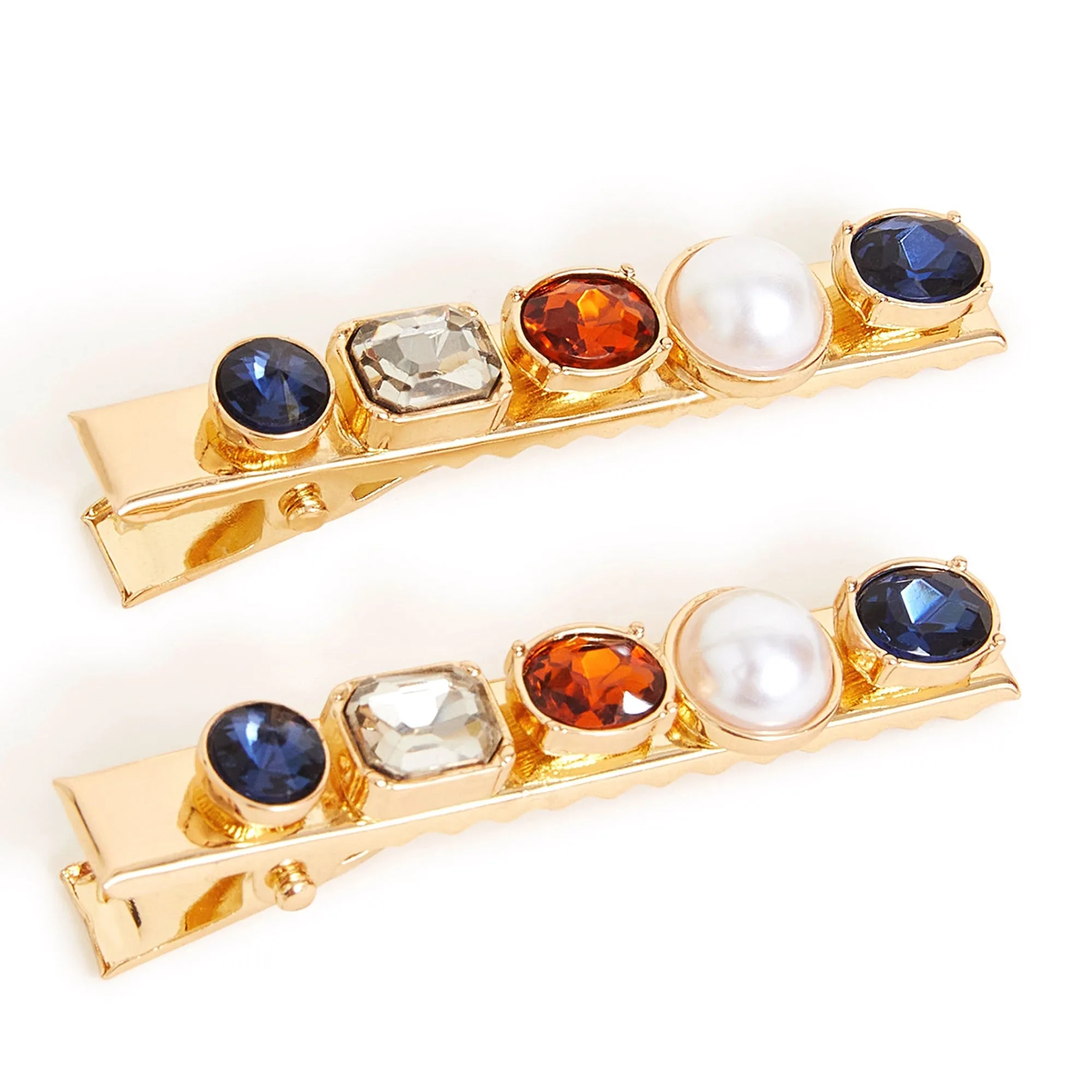 Accessorize London Mixed Gem Pearl Hair Clips Set Of Two