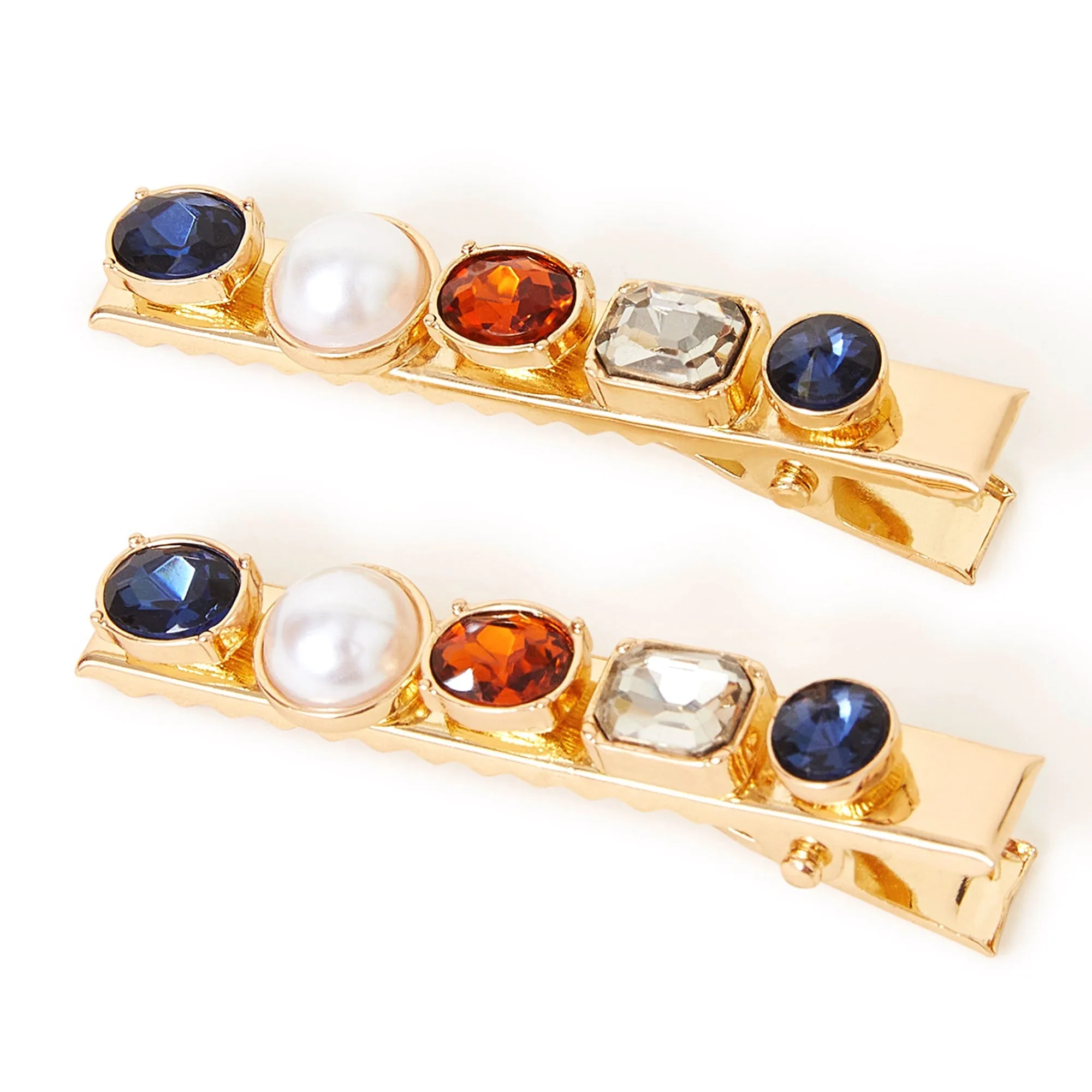 Accessorize London Mixed Gem Pearl Hair Clips Set Of Two