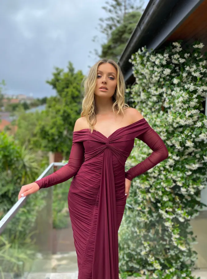 Anna JX5046 Midi Dress by Jadore - Wine