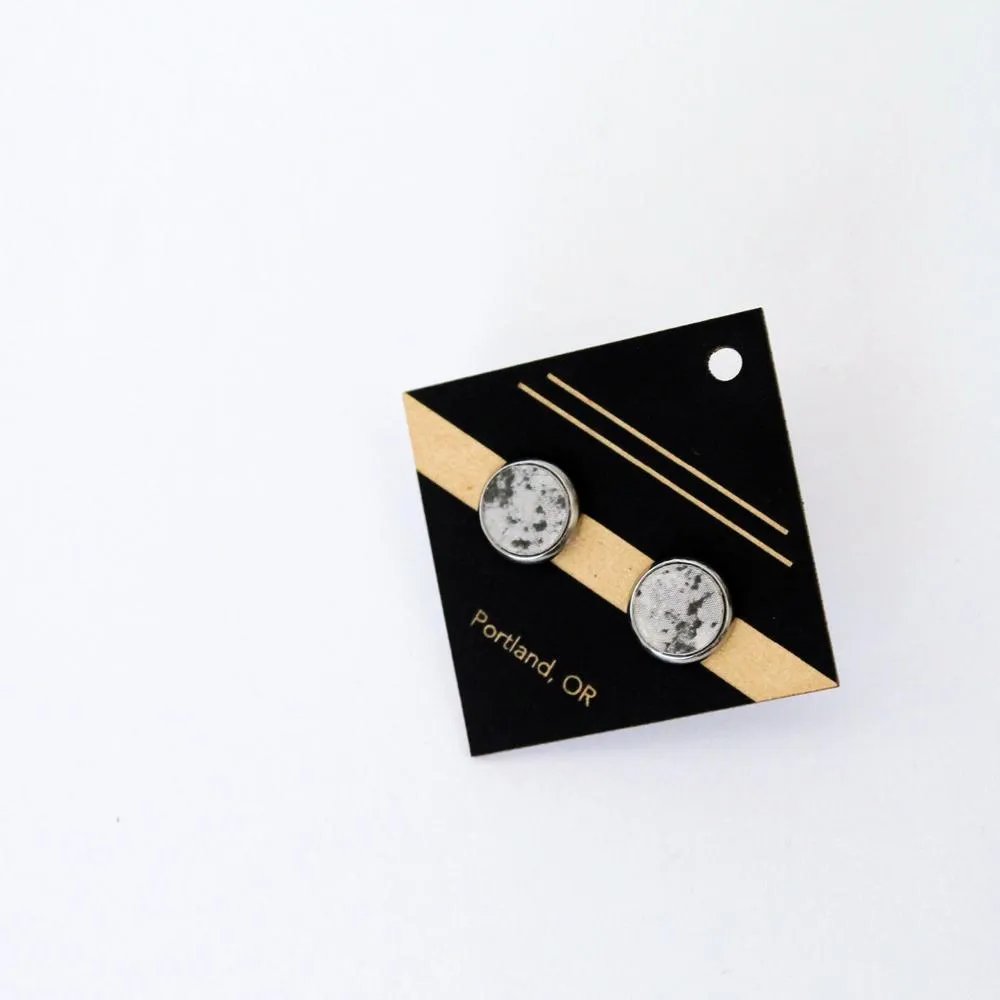 Architectural Laser Cut Birch Stud Earrings: Natural Faux Granite Stud