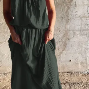 Ava Long Skirt  - Women - DS Double Saloo - S021 Dark Green Grey