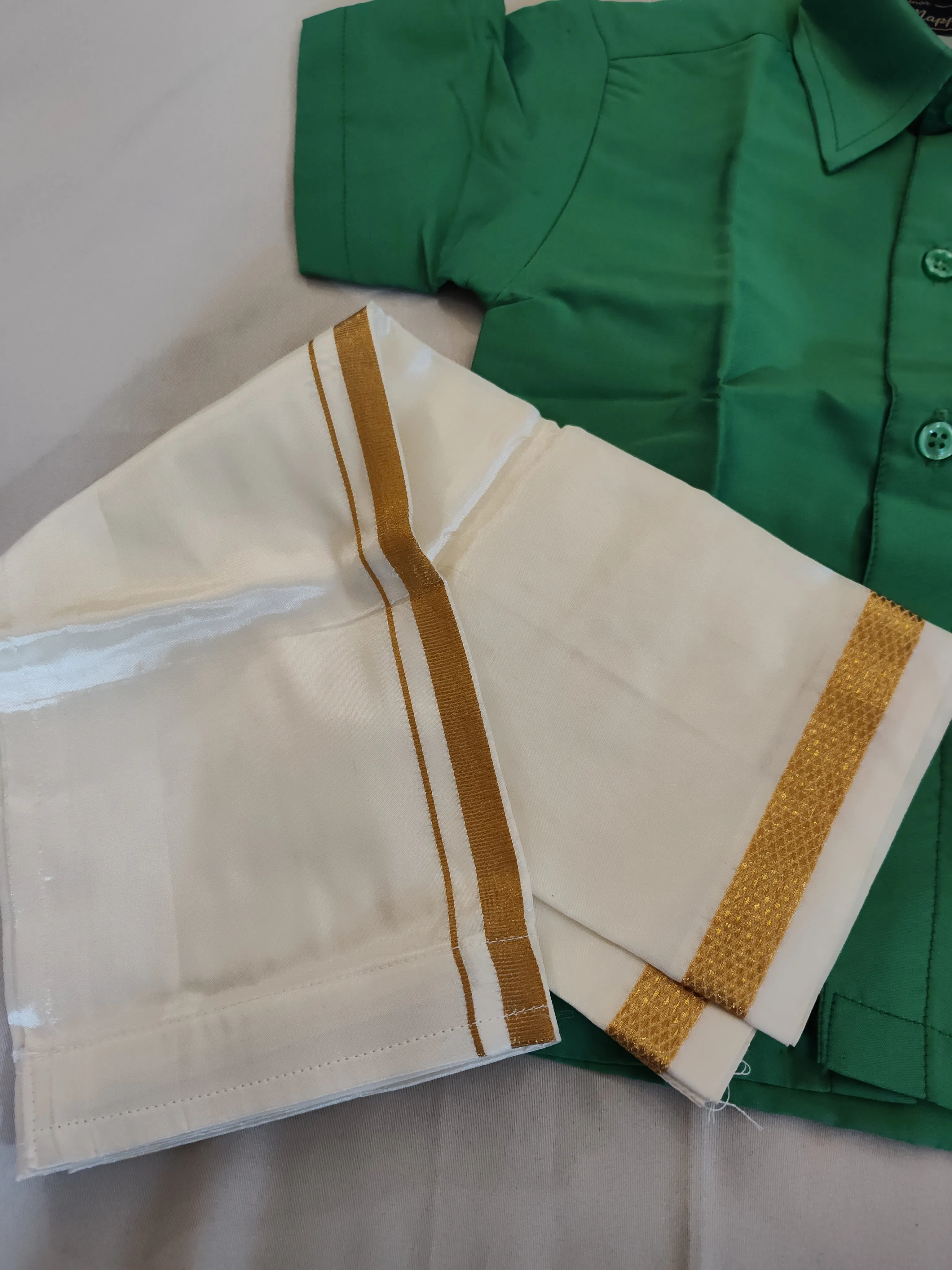 Beautiful Green Color Shirt And Dhoti Set For Kids