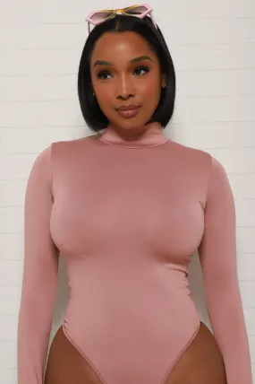 Better Now Long Sleeve Turtleneck Bodysuit - Light Mauve