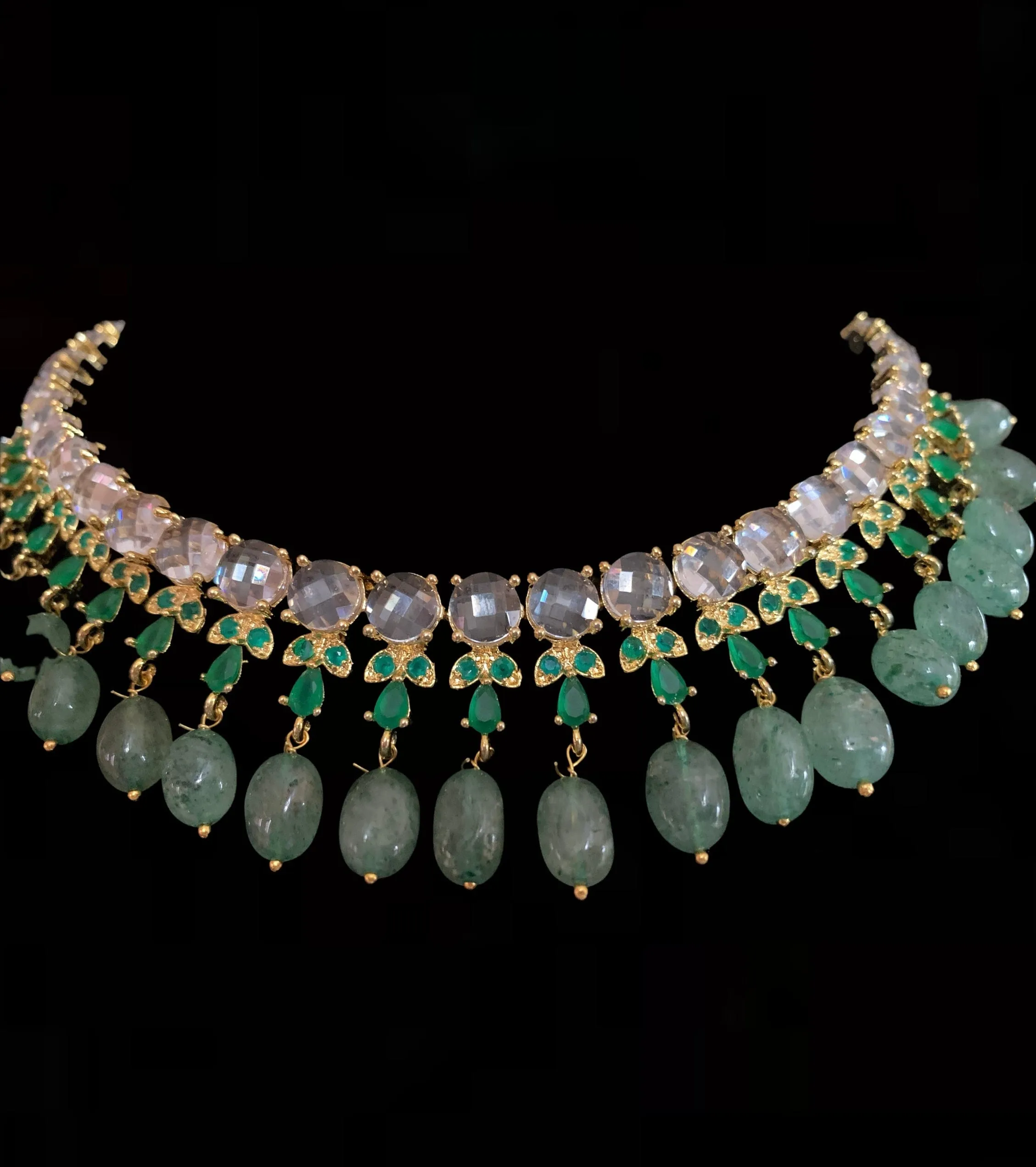 BRENA Hyderabadi necklace set in emerald  (SHIPS IN 4 WEEKS )