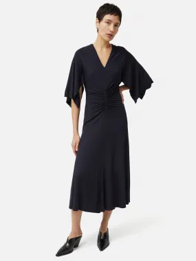 Crepe Handkerchief Dress | Navy