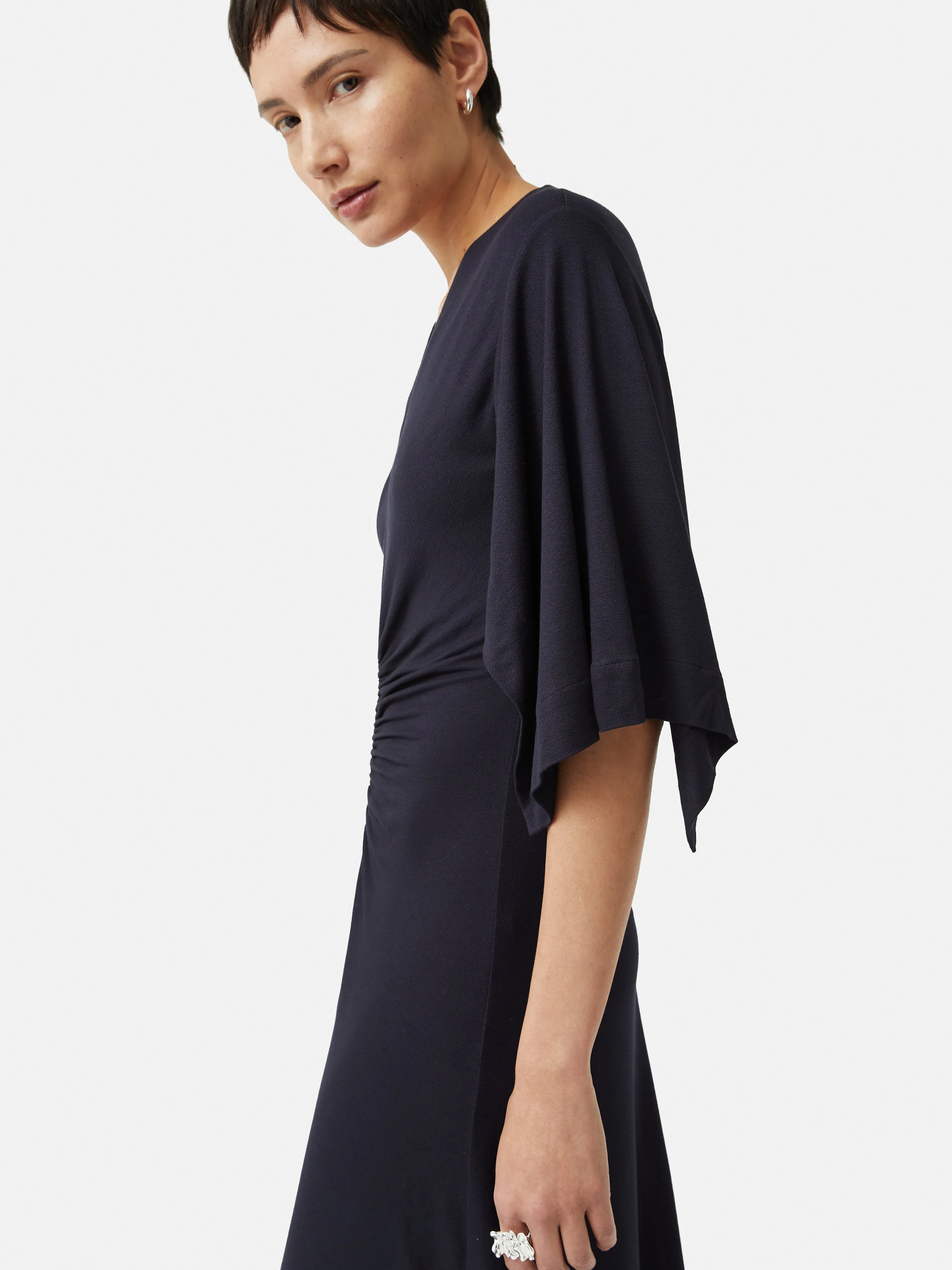 Crepe Handkerchief Dress | Navy