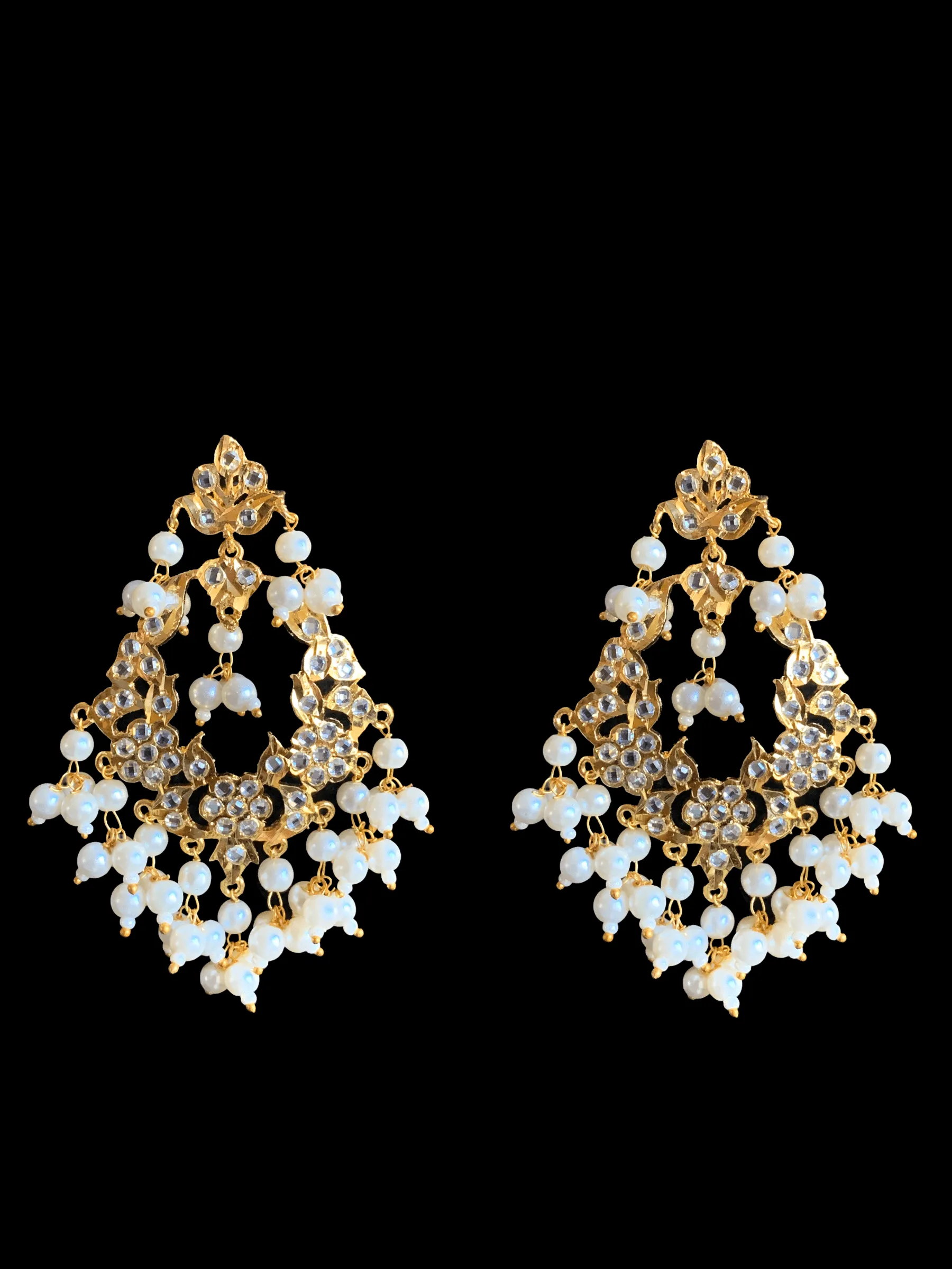 DJET21 Madhuri earrings tika set in pearls  ( READY TO SHIP )