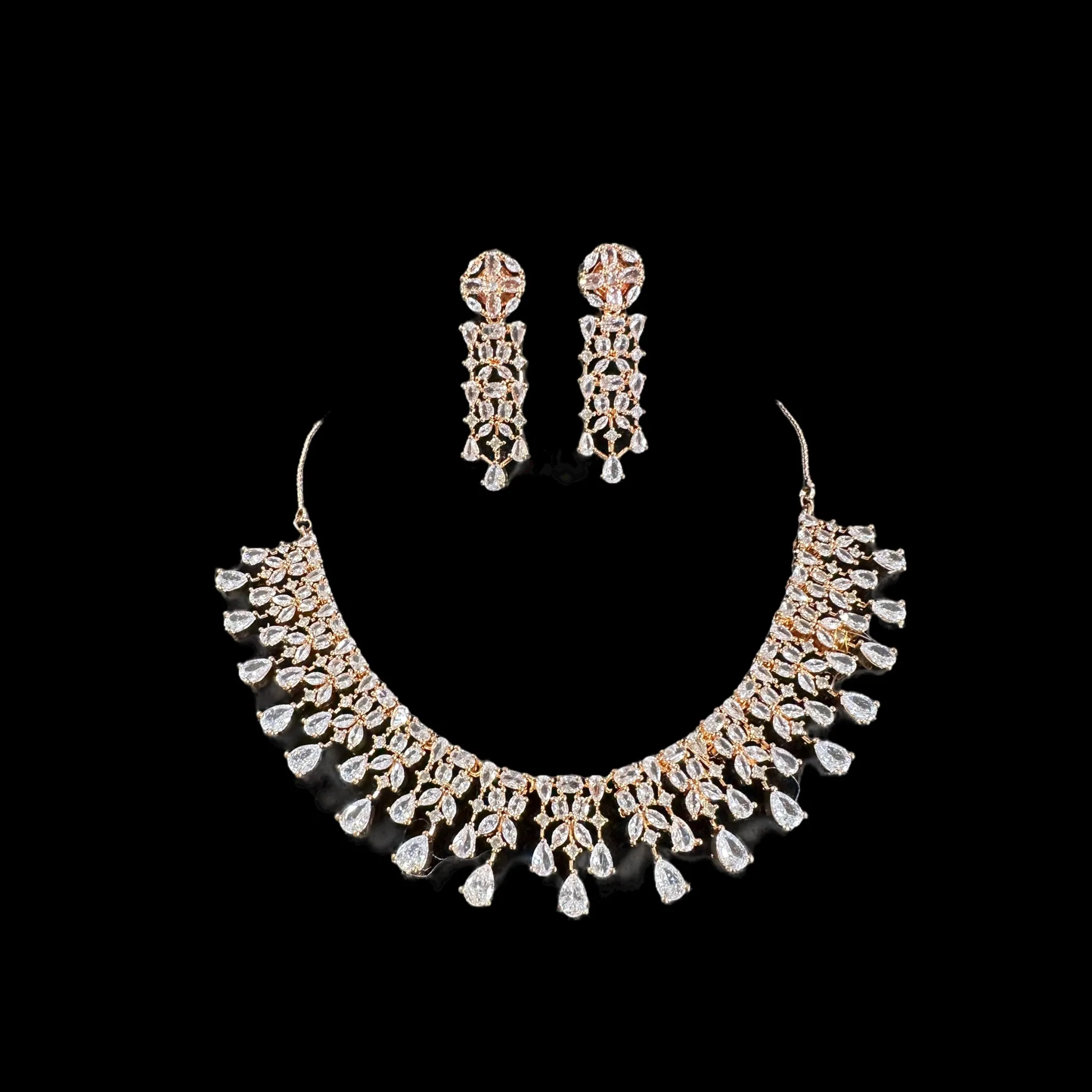 DNS121 Afza rose gold necklace set (READY TO SHIP )