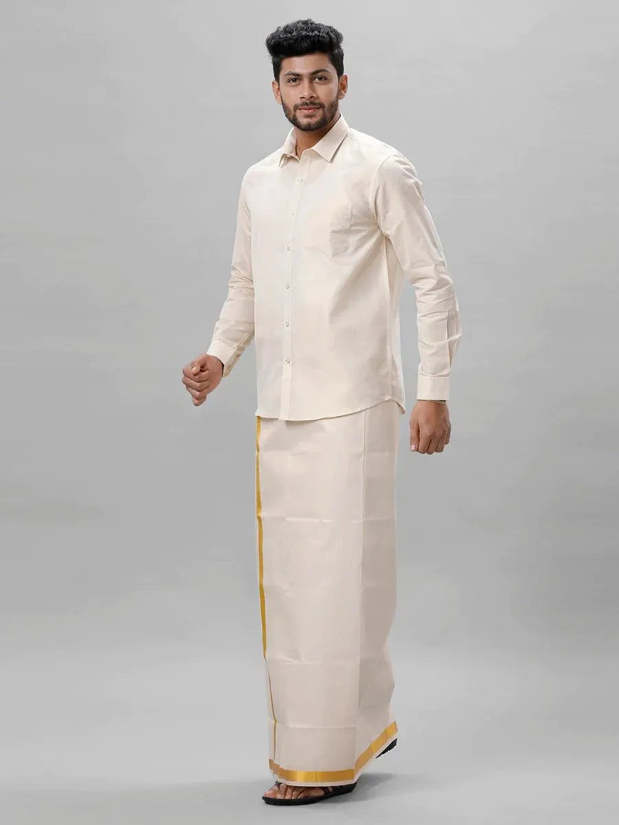 Elegent Tissue Zari Shirt With Golden Zari Dhoti Set