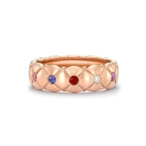 Fabergé Treillage Brushed Multicoloured Gemstone Set Ring 18K Rose Gold