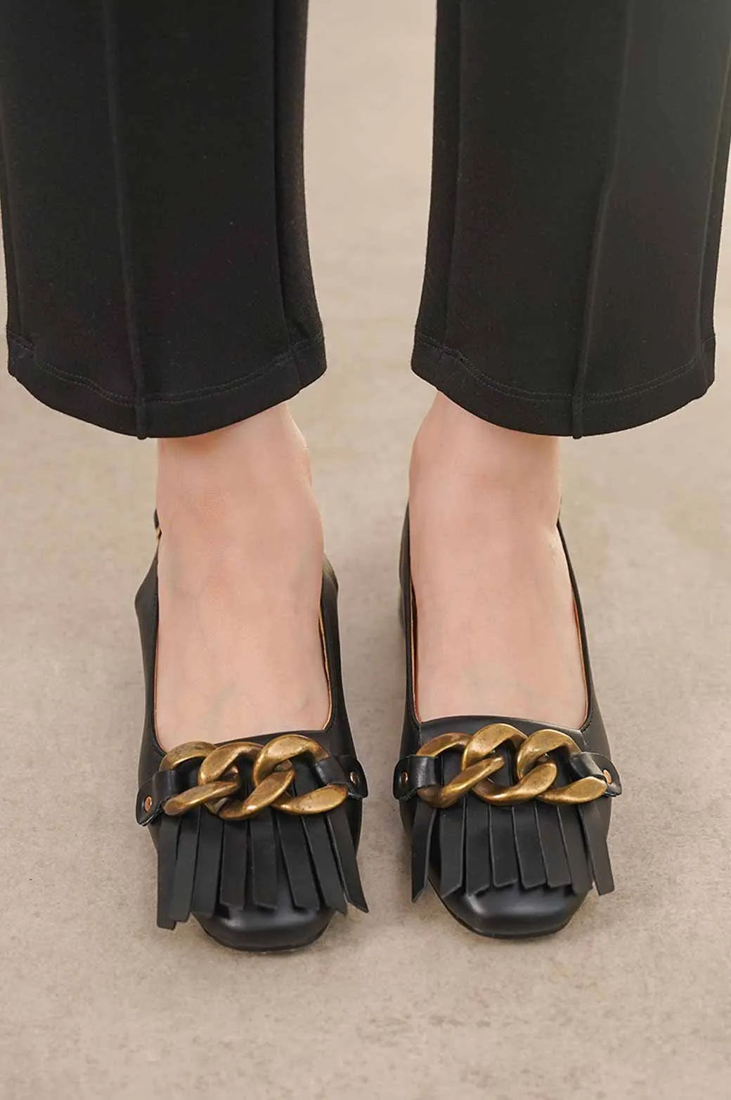 FRINGED BLOCK HEEL