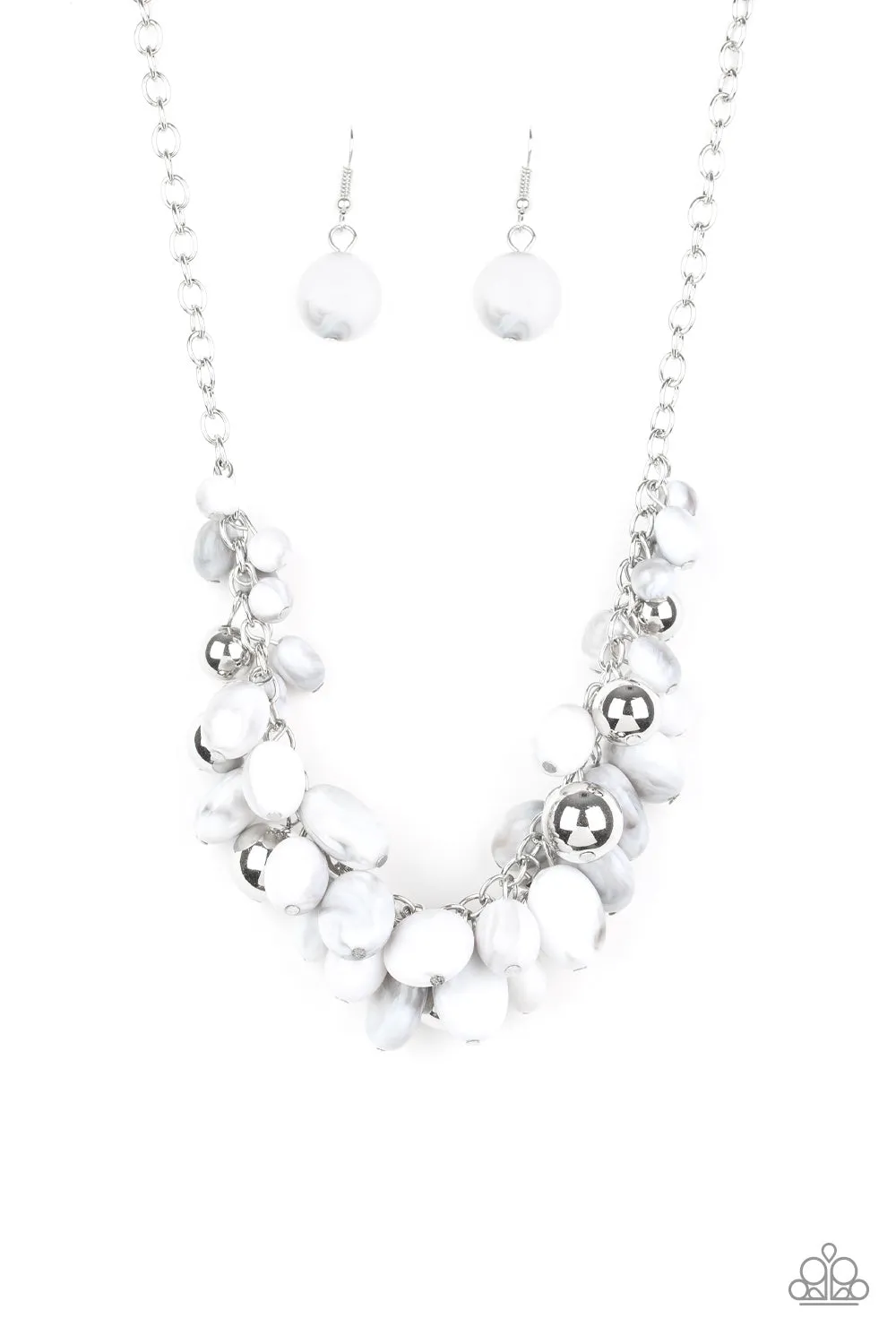 Full Out Fringe - White Paparazzi Necklace