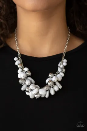 Full Out Fringe - White Paparazzi Necklace