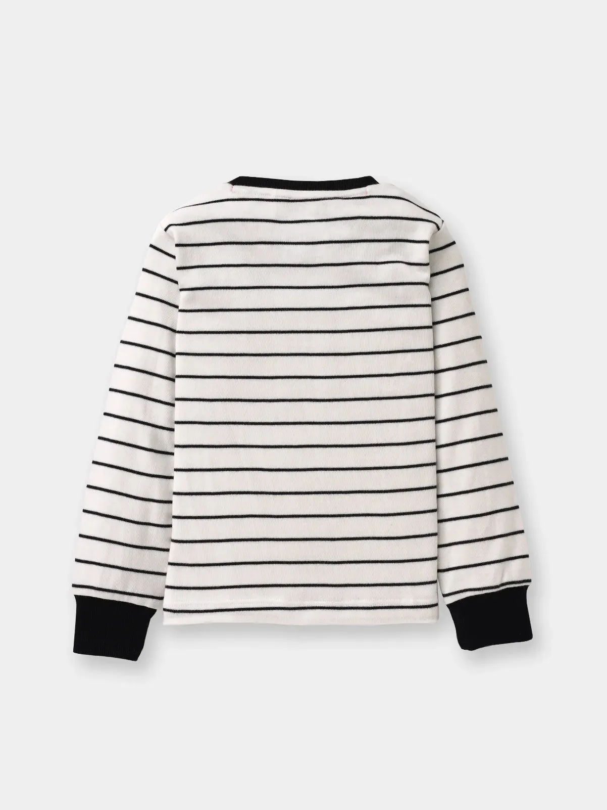 Full sleeve black line stripe pattern in white cuff t-shirt for baby