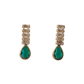 Gold Filled Emerald Baguette Earrings