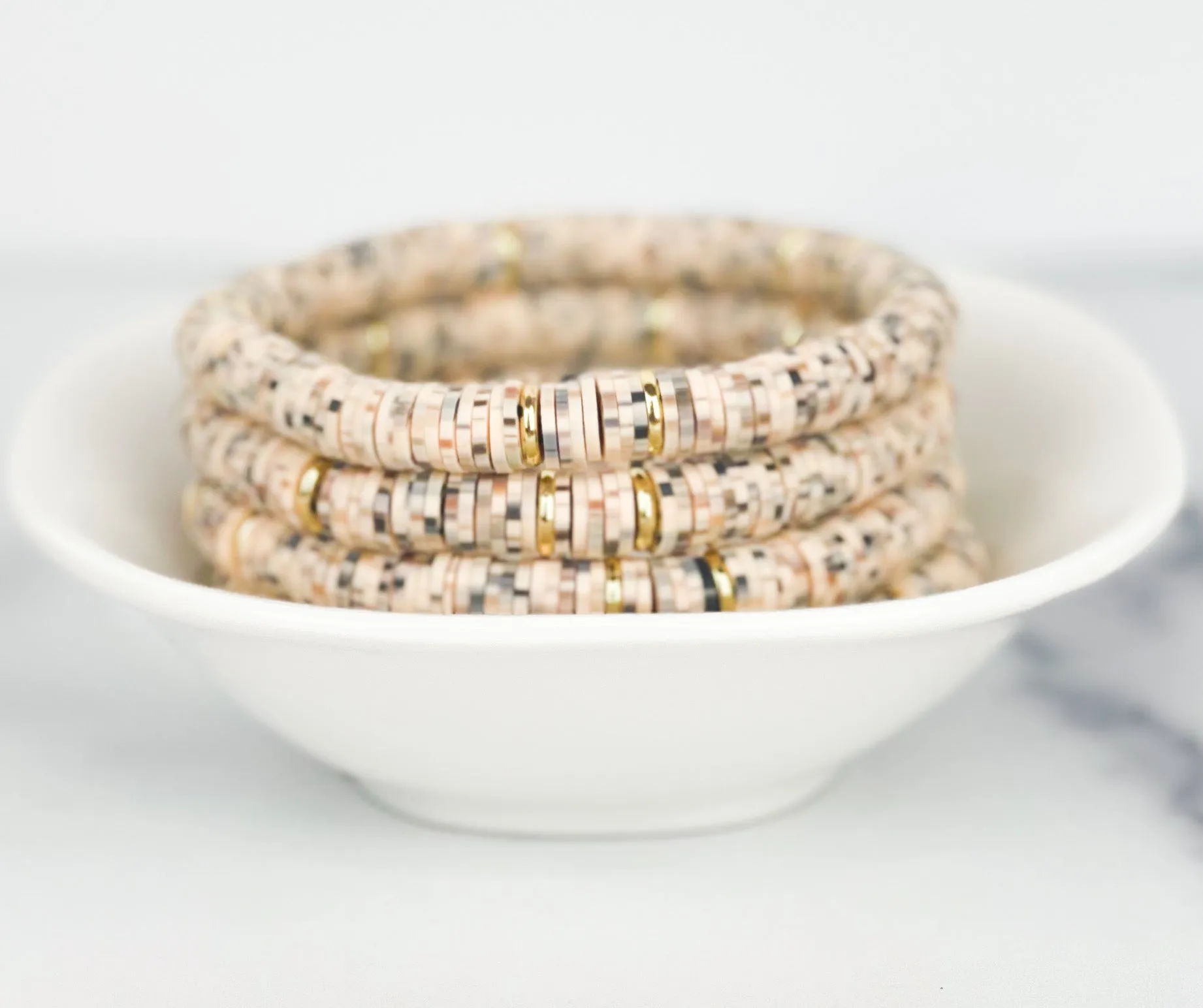 Heishi Color Pop Bracelet Toasted Coconut