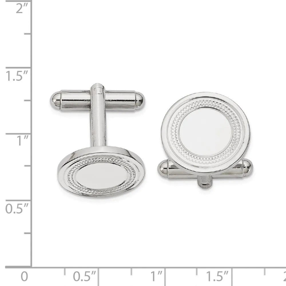 Kelly Waters Rhodium-plated Round with Inside Ring Cuff Links