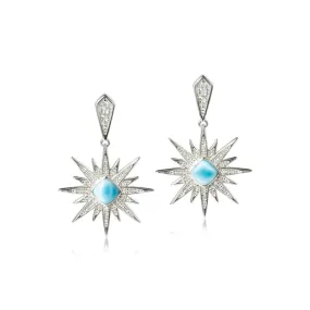 Larimar Art Deco Hoku Earrings