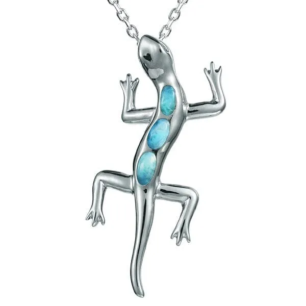 Larimar Gold Dust Day Gecko Pendant