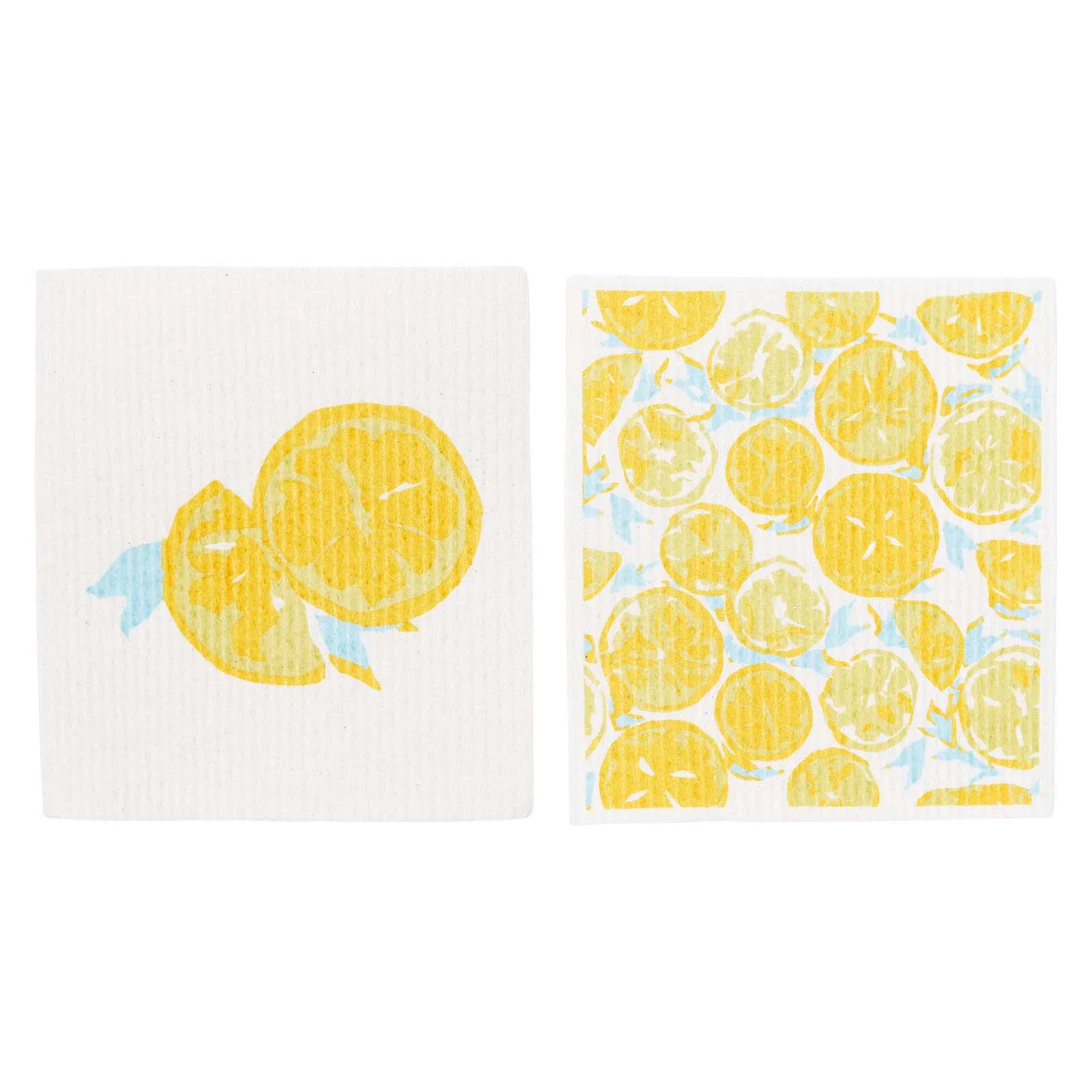 Lemon Slices Eco-Friendly blu Sponge Cloth - Set of 2