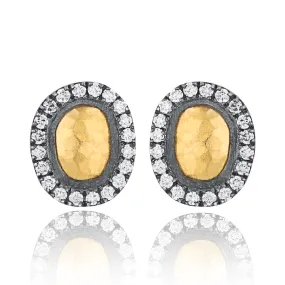 Lika Behar Reflection Stud Earrings Sterling & 24K Gold with Diamonds RFL-E-301-GOXD