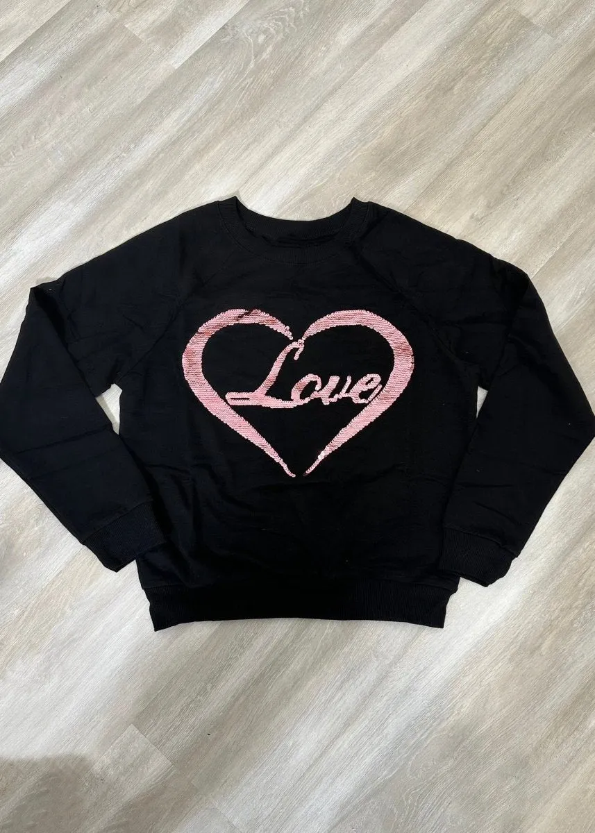 Love Is In The Air Sequin Sweater Black