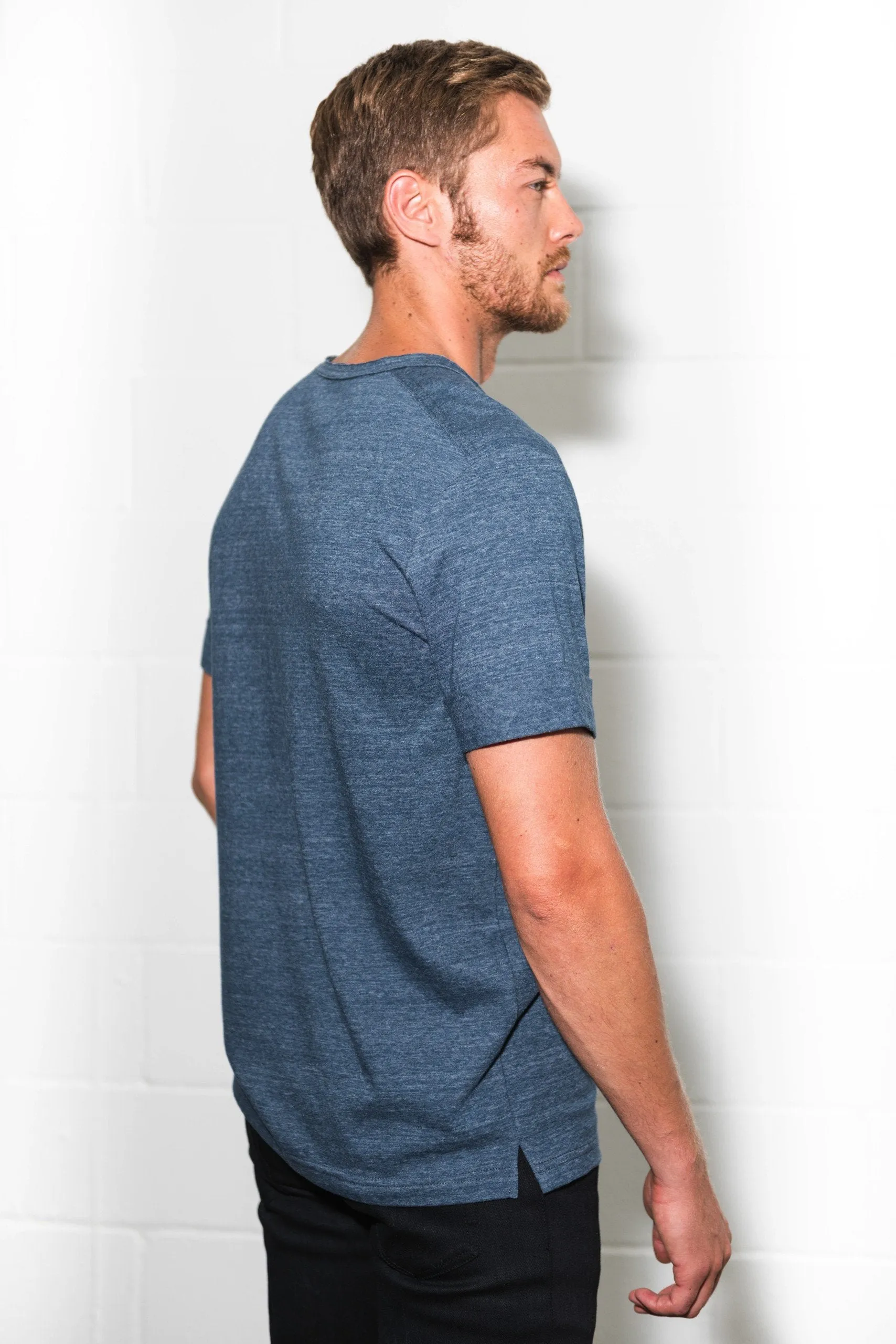 Men's Jersey Raw Neck Curved Pocket Tee