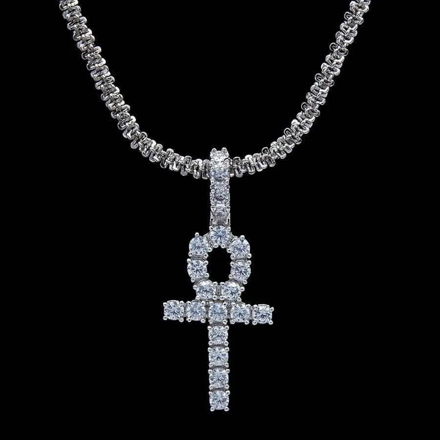 Micro Ankh Cross in White Gold