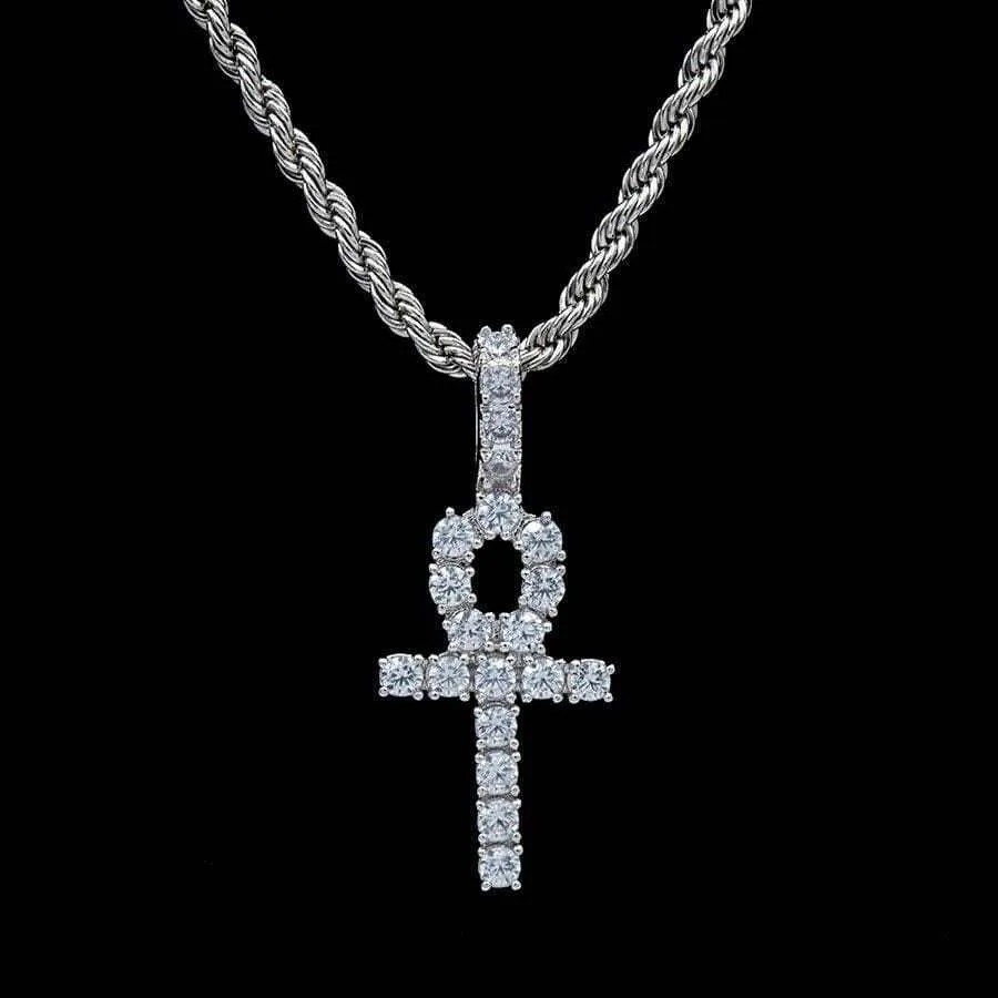 Micro Ankh Cross in White Gold