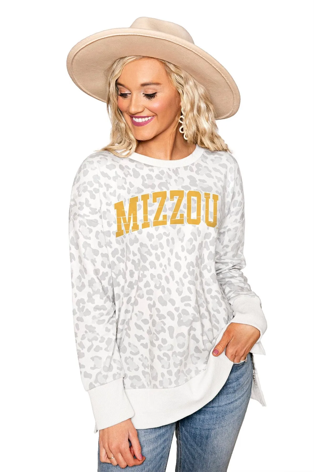 Missouri Tigers Leopard Pullover : White/Grey