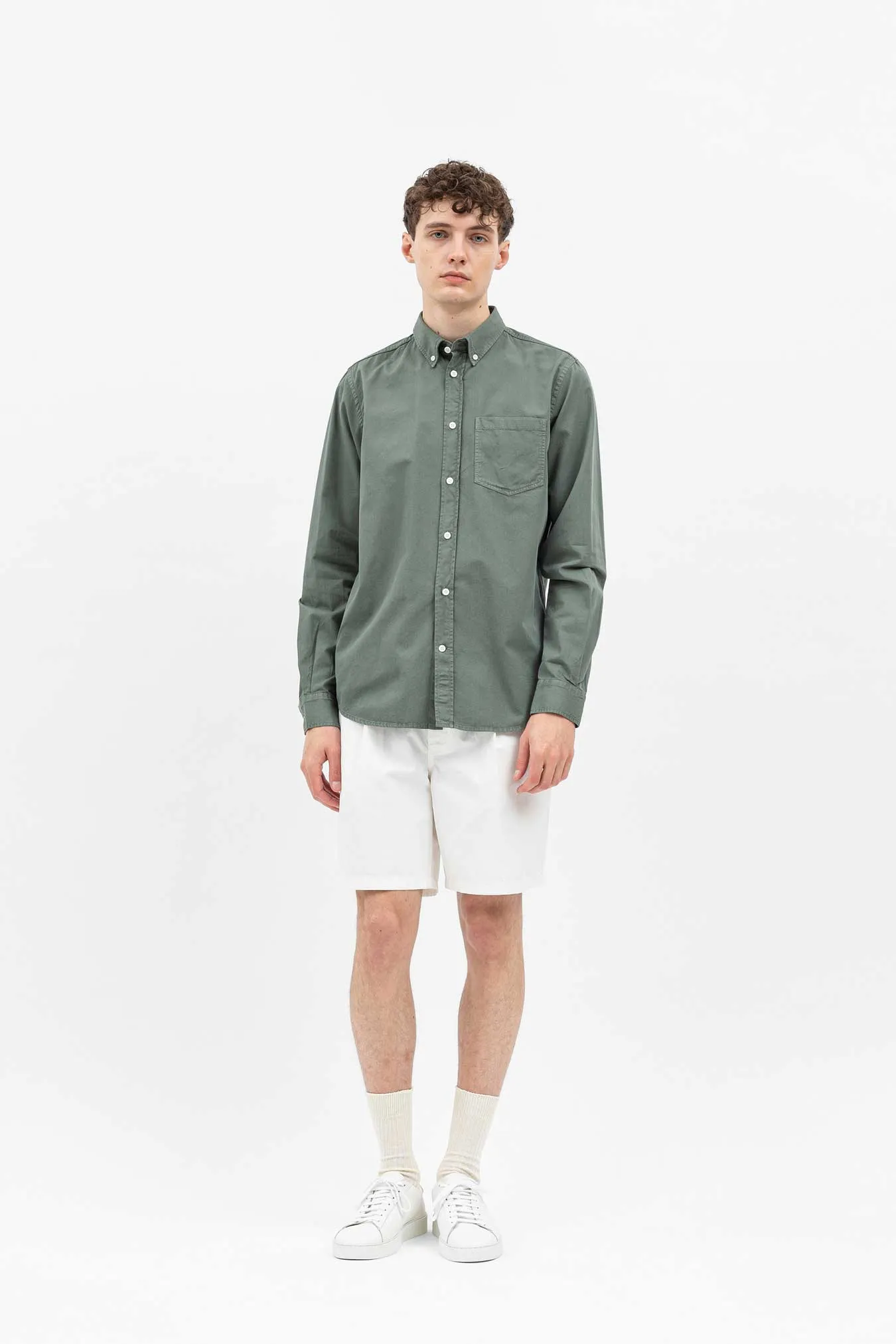 Norse Projects Anton Light Twill Shirt in Dried Sage Green