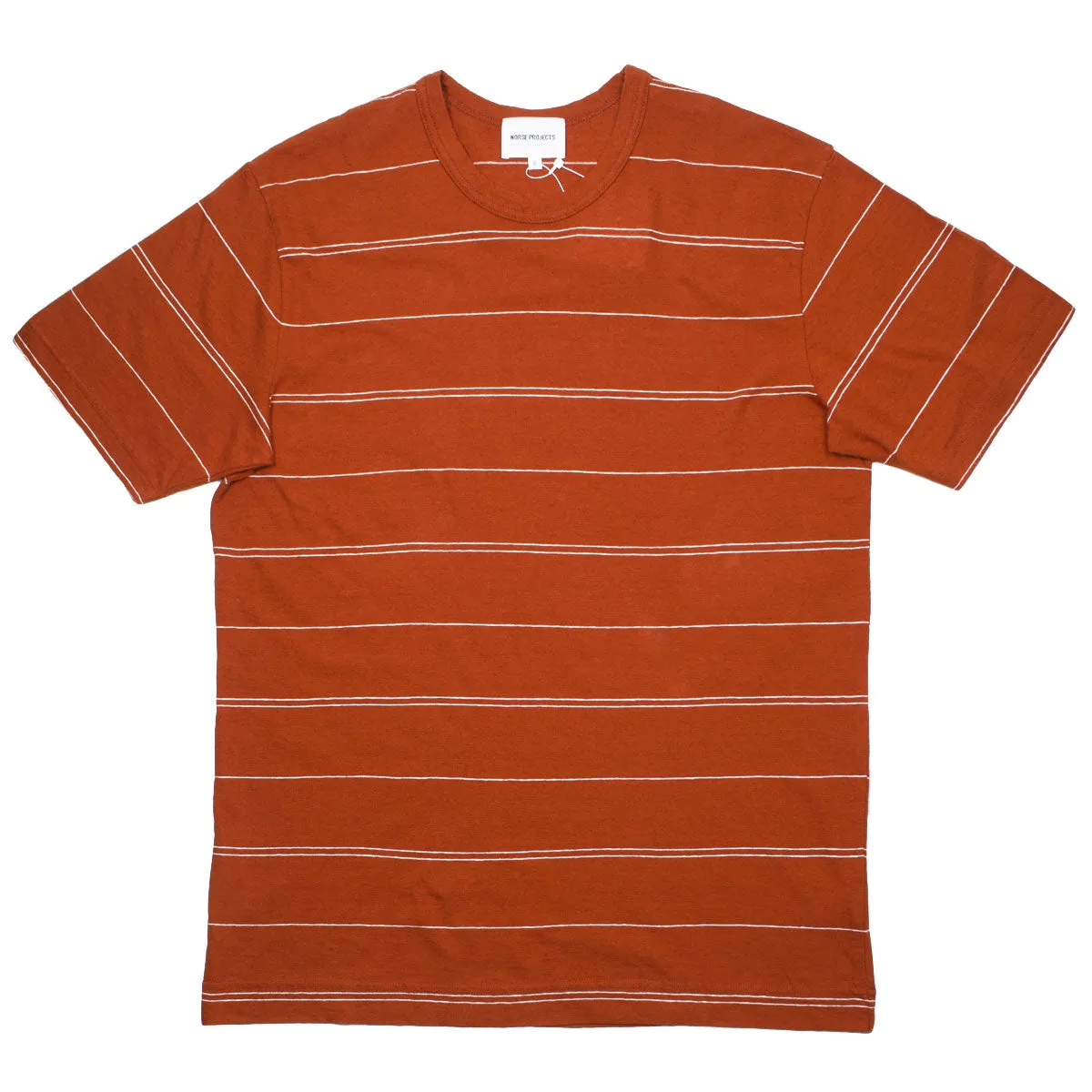 Norse Projects - Joakim Fine Stripe T-shirt - Burnt Havtorn