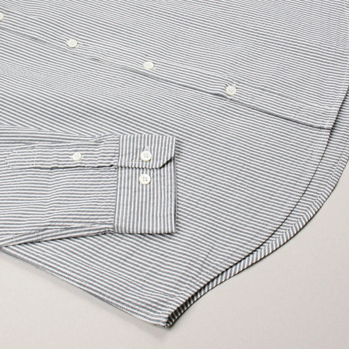 Norse Projects - Osvald Seersucker Shirt - Navy Stripe