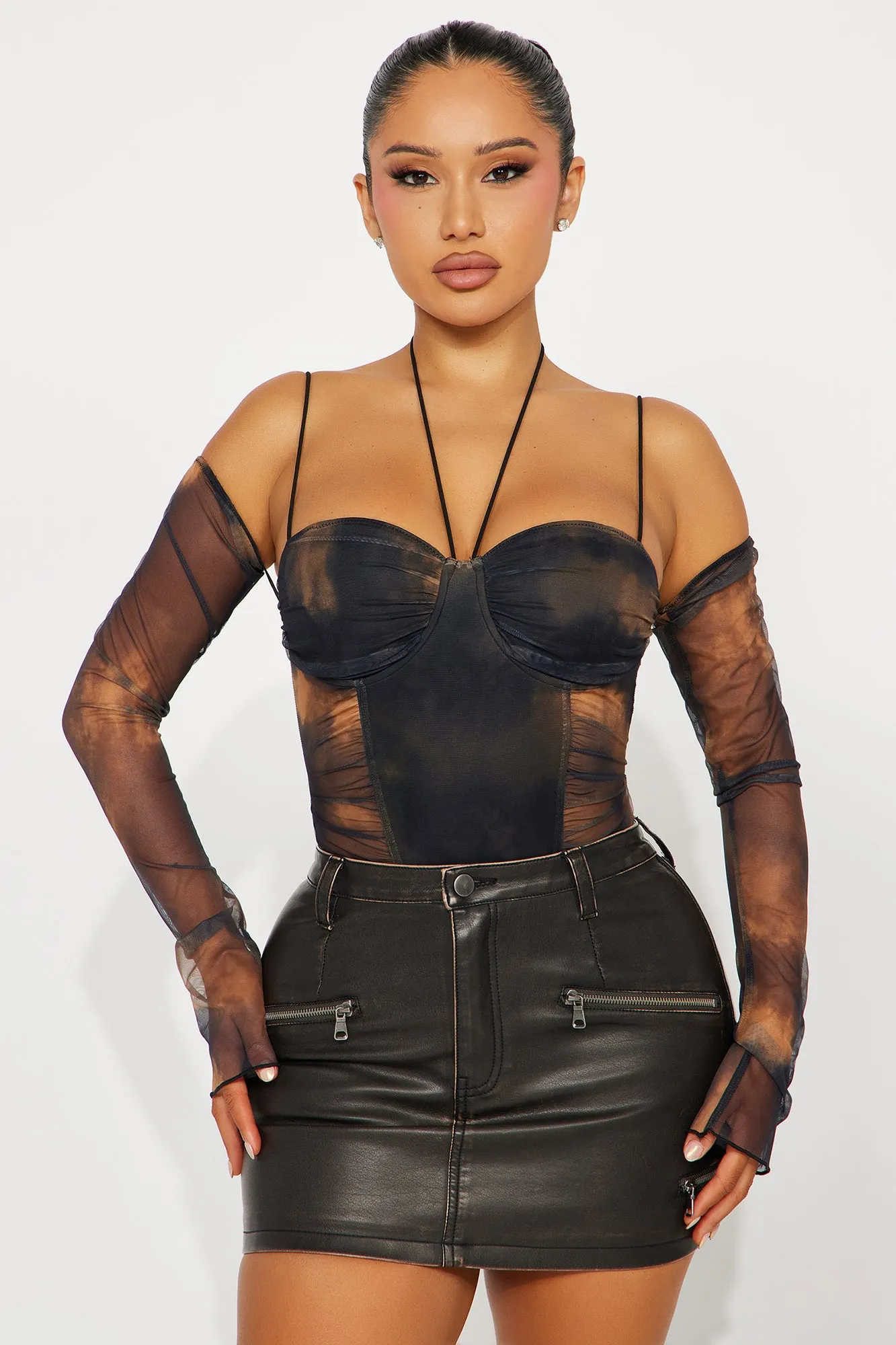 Not Phased Mesh Bodysuit - Black/combo