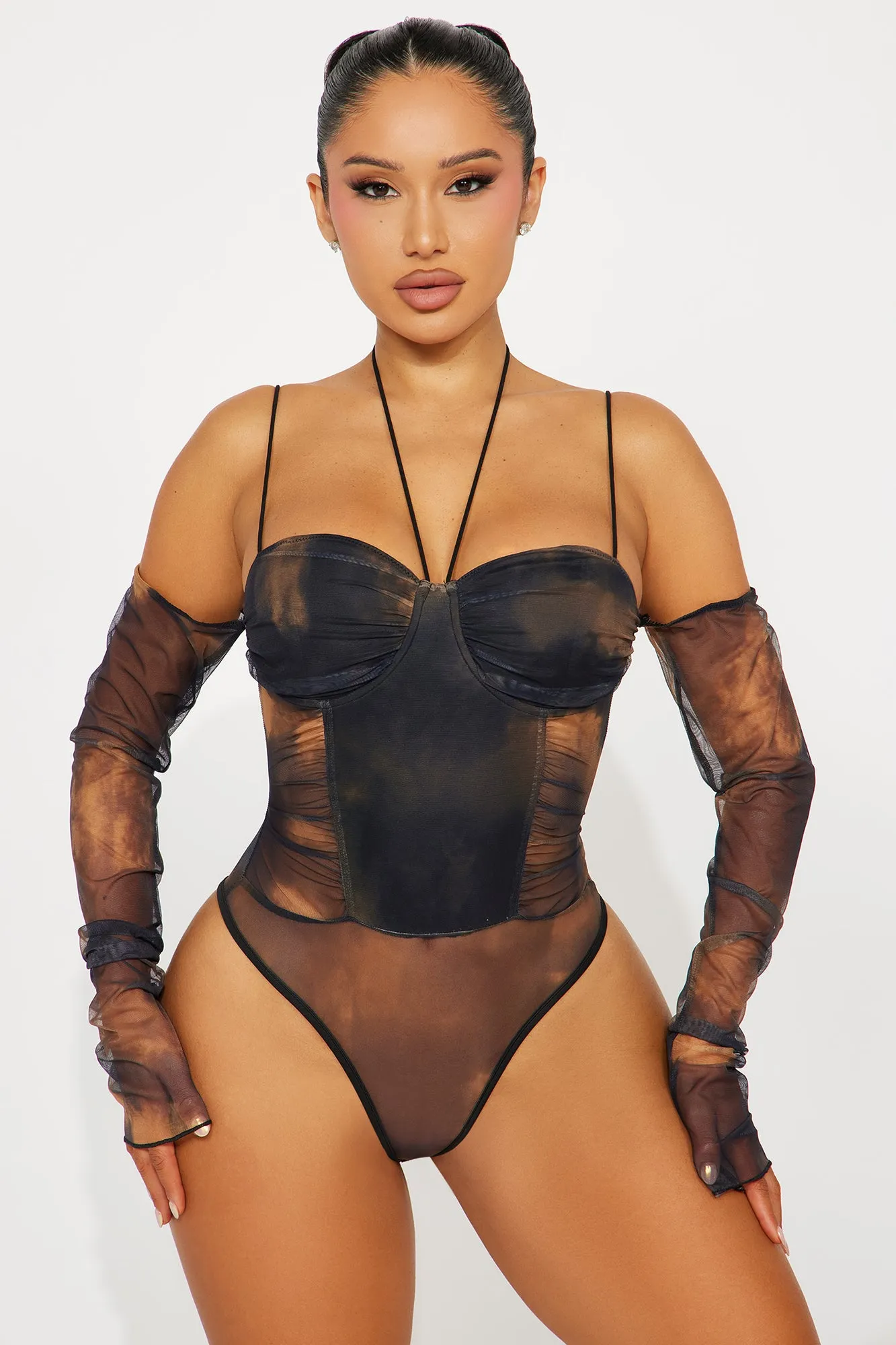 Not Phased Mesh Bodysuit - Black/combo